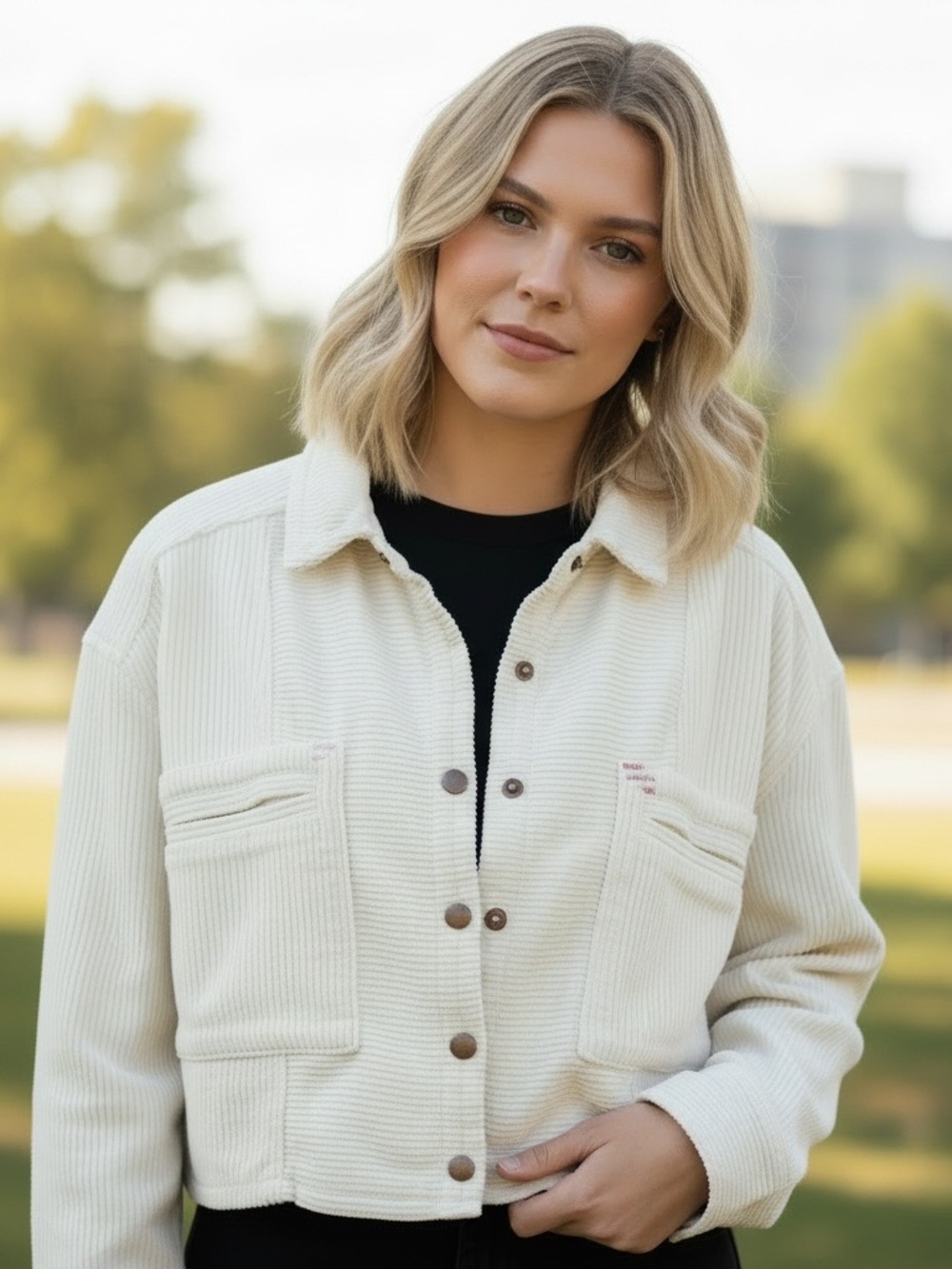 Urban Outfitters BDG Corduroy Shacket- Cream-Size X-Large-NWT